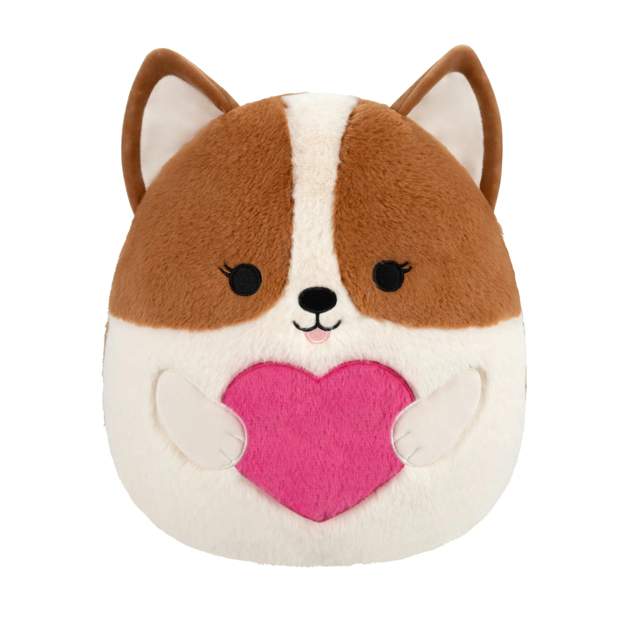 Squishmallows FuzzAMallow Official 12 inch Regina the Brown Corgi With Fuzzy Pink Heart - Child's... | Walmart (US)