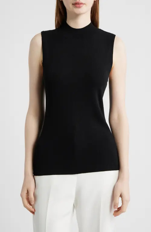 Tahari ASL Sleeveless Mock Neck Sweater in Black at Nordstrom, Size Medium | Nordstrom