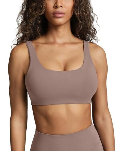 PAVOI ACTIVE Buttery Soft Sports Bra for Women | High Support Padded Workout Bra for A-C Cups | Low Scoop Neck, U Back, Yoga & Gym |FlexFlow| Teak, Medium | Amazon (US)