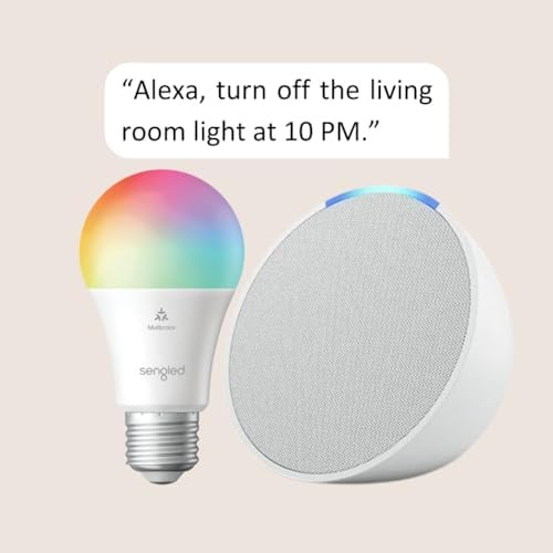 Echo Pop | Glacier White with Sengled Smart Color Bulb | Amazon (US)