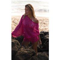 Fuschia Sequin Knit Low Rise Beach Shorts | PrettyLittleThing UK