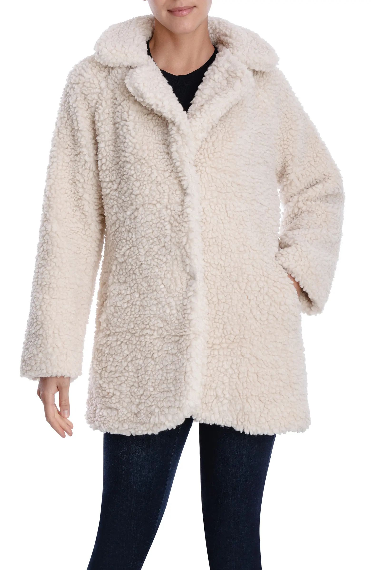 Faux Shearling Snap Button Coat | Nordstrom Rack