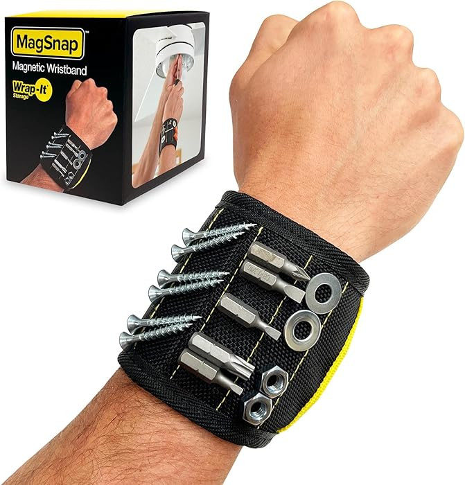 MagSnap Magnetic Wristband by Wrap-It Storage - Black - Great Father Gift Wrist Magnet Tool Belt ... | Amazon (US)