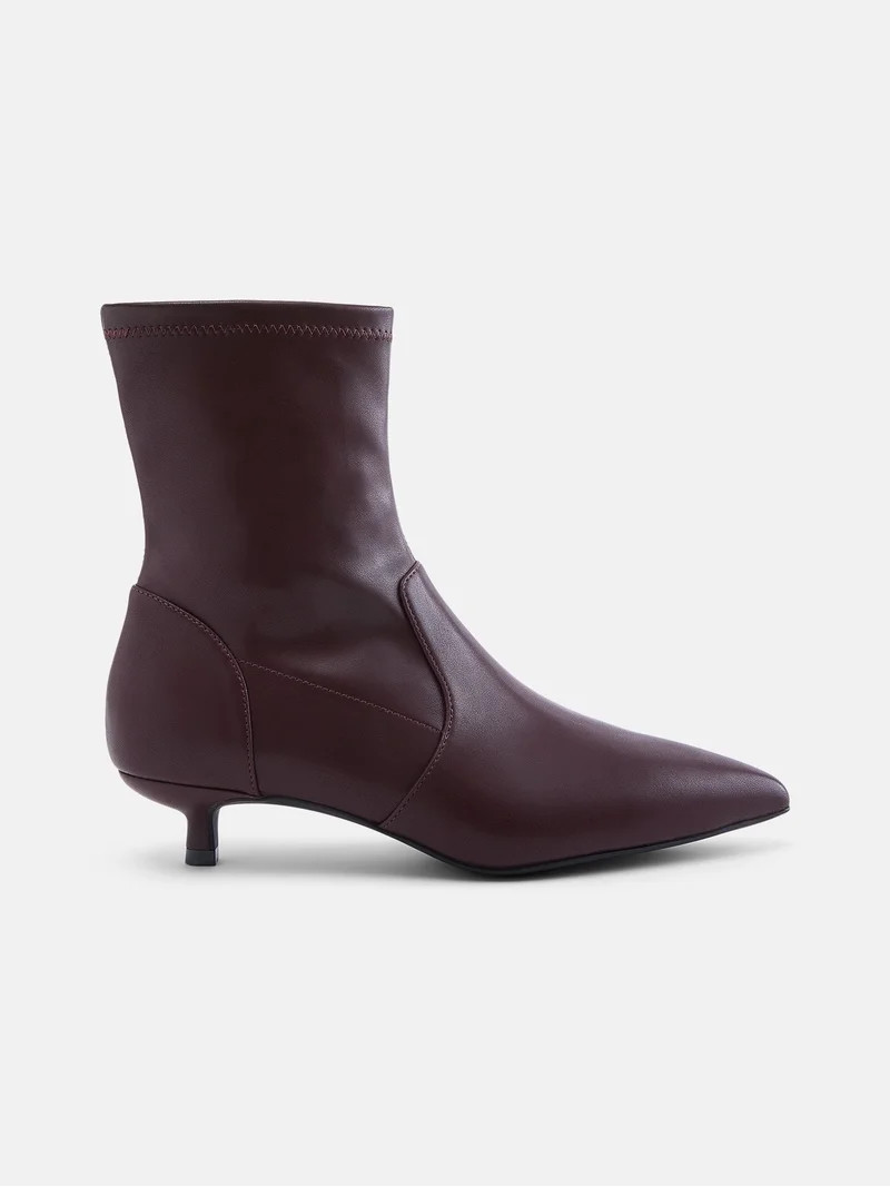 Scenario Women's Stretch Kitten Heel Faux Leather Booties | Walmart (US)