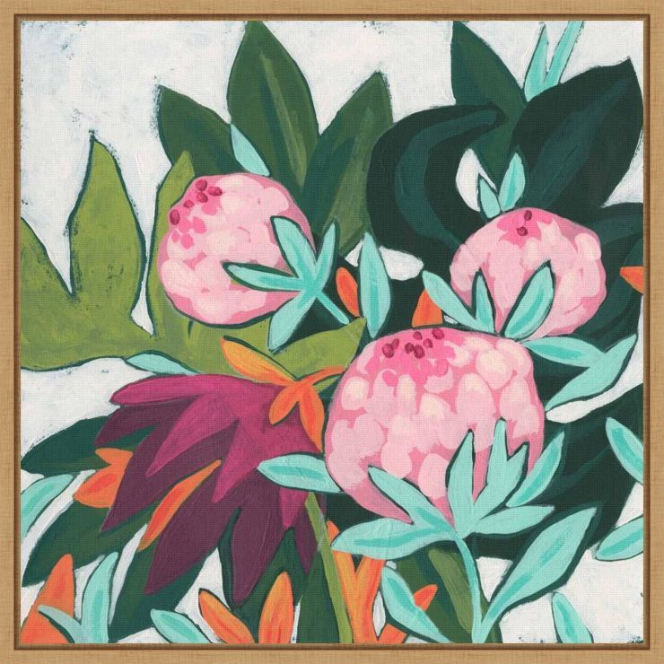 16" x 16" Jungle Protea Jewel II by June Erica Vess Framed Wall Canvas - Amanti Art | Target
