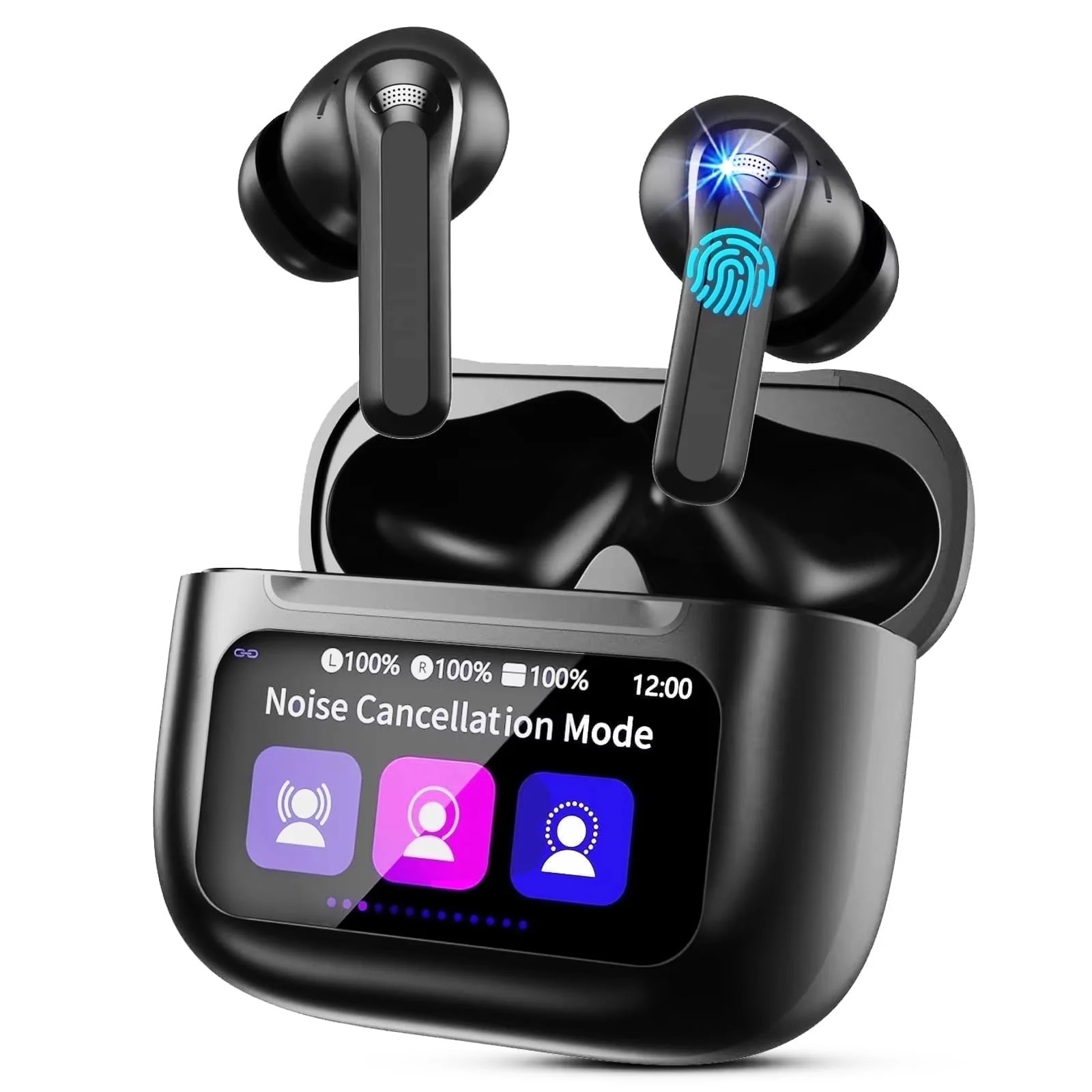 Touch Screen Wireless Earbuds Bluetooth Headphones with 50H Playtime, Noise Cancelling Headphones... | Walmart (US)