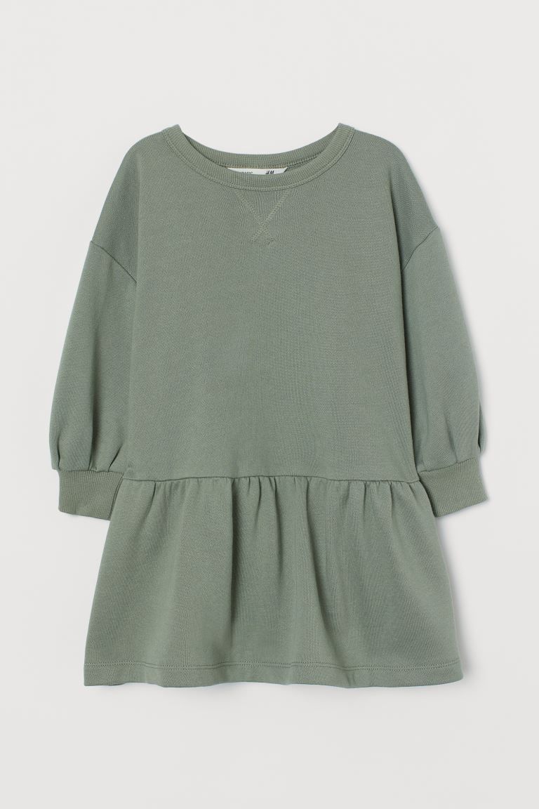Wide-cut sweatshirt dress in soft fabric. Ribbed neckline and long, slightly wider sleeves with r... | H&M (US)