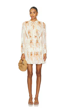Ulla Johnson Maris Necktie Long Sleeve Mini Dress in Alabaster from Revolve.com | Revolve Clothing (Global)