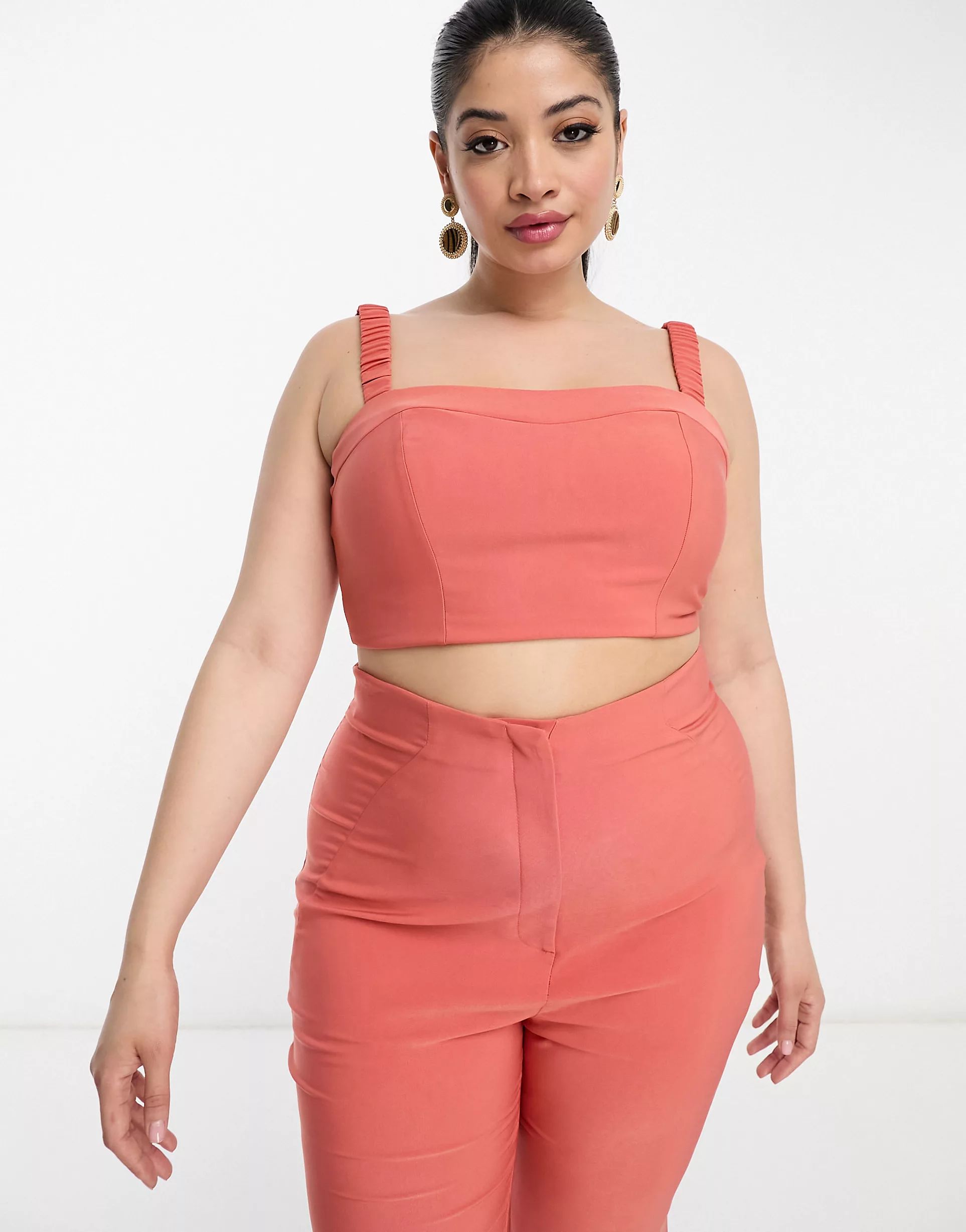 ASOS LUXE Curve tailored bralette in cinnamon - part of a set | ASOS (Global)