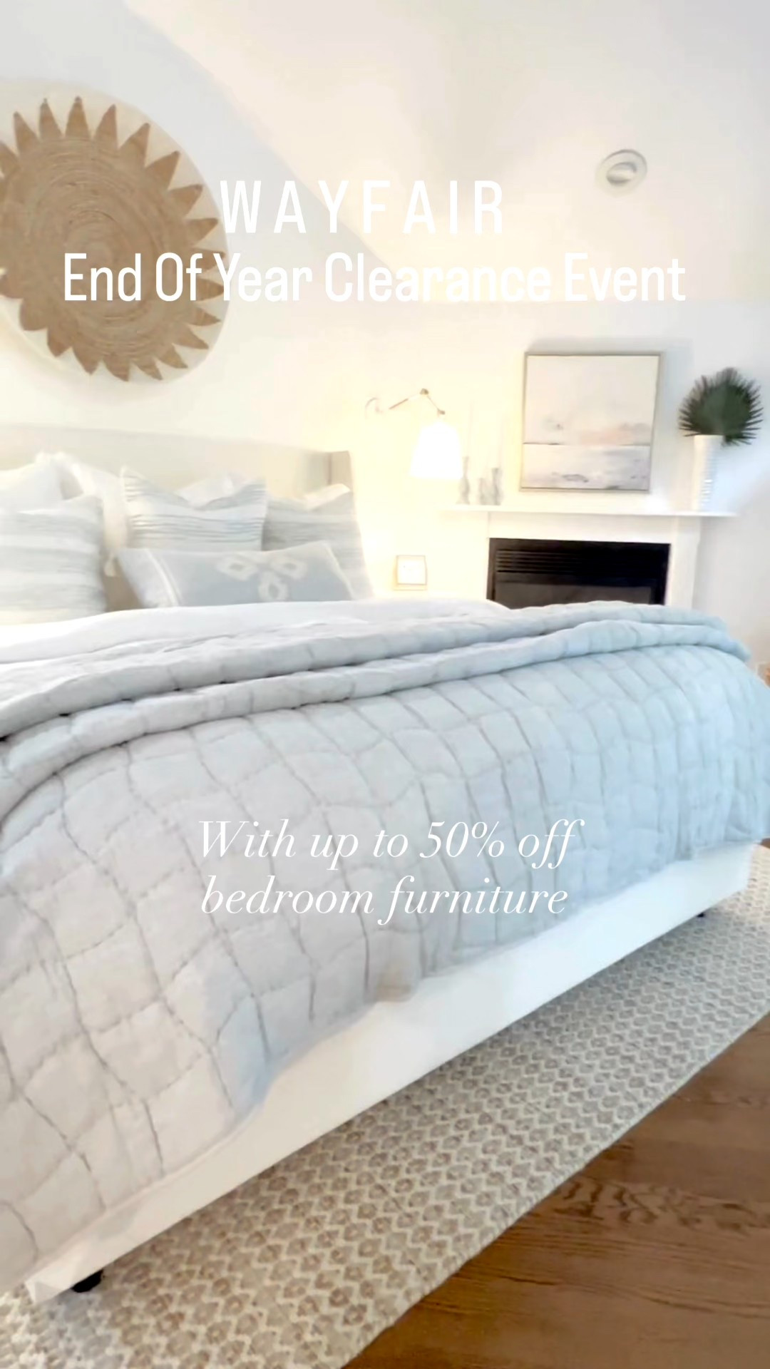 @Wayfair’s End of Year Clearance event is going on now (#ad) & there are some amazing home deals - up to 60% off! Shop today for the best deals on rugs, furniture, decor, lighting and more! Plus, get free & easy delivery on all orders more than $35!! #Wayfair #WayfairPartner 
------
Coastal home decor, coastal style, coastal bedroom ideas, primary bedroom ideas, bedroom furniture, king size beds, queen size beds, white upholstered beds, beds on sale, coastal rugs, neutral rugs, blue & white rugs, wayfair rugs, after christmas home sales, Tilly bed, rug pads, bathroom vanities, blue lamps, coastal lighting, small table lamps, scalloped lamps, white nightstands, nightstands with drawers, nightstands with shelf, midford rug, reversible rug

#LTKFindsUnder100 #LTKSaleAlert #LTKHome