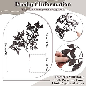 Lyrow 6 Pack Artificial Cimicifuga Plant Leaf Spray Faux Plum Cimicifuga Ramosa Leaf Branch Faux ... | Amazon (US)
