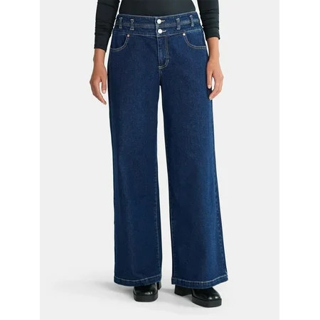 Madden NYC Women's Stacked Waist Relaxed Jean, 31" Inseam, Sizes XXS-XXL | Walmart (US)