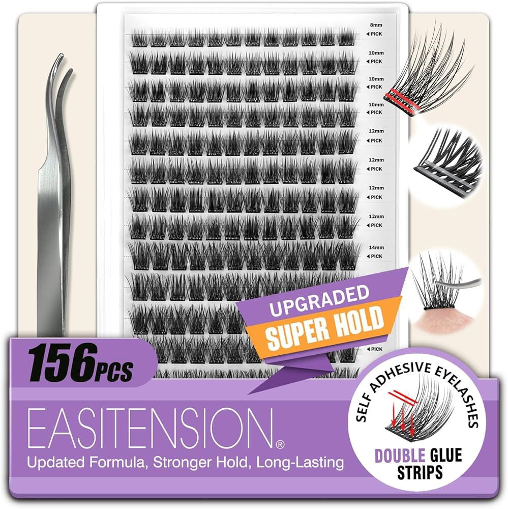 Self Adhesive Eyelashes Upgraded 156 PCS EASITENSION Clusters Kit Lash Clusters DIY Eyelashes Pre... | Amazon (US)