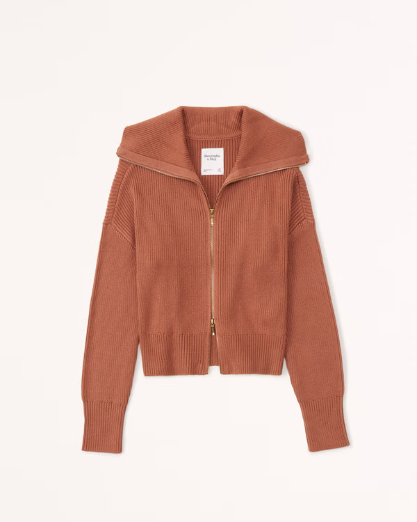 Double Zip Ribbed Cardigan | Abercrombie & Fitch (US)