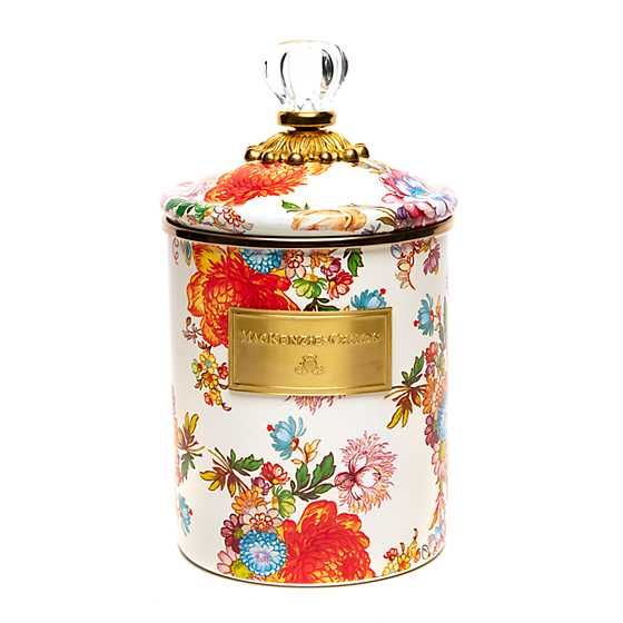 MacKenzie-Childs | Flower Market Medium Canister - White | MacKenzie-Childs