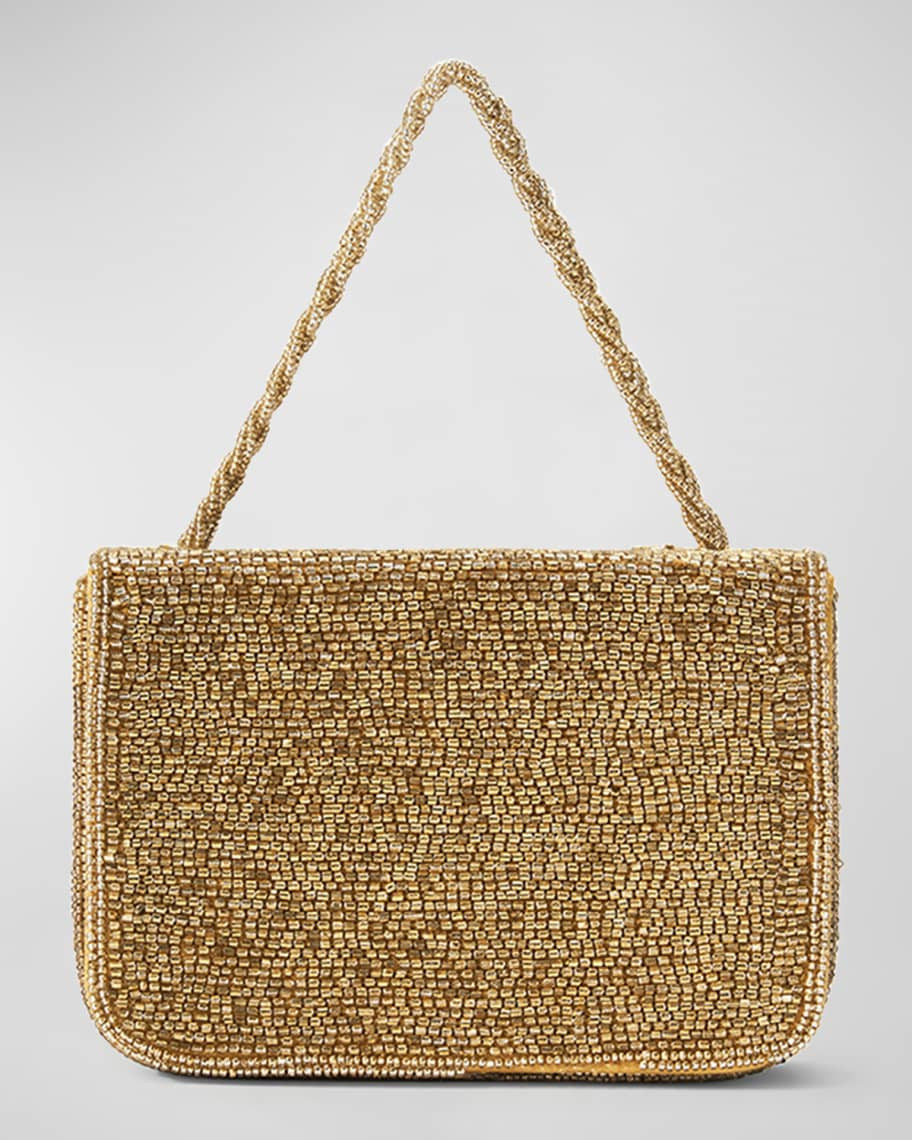 STAUD Carmen Beaded Box Top-Handle Bag | Neiman Marcus