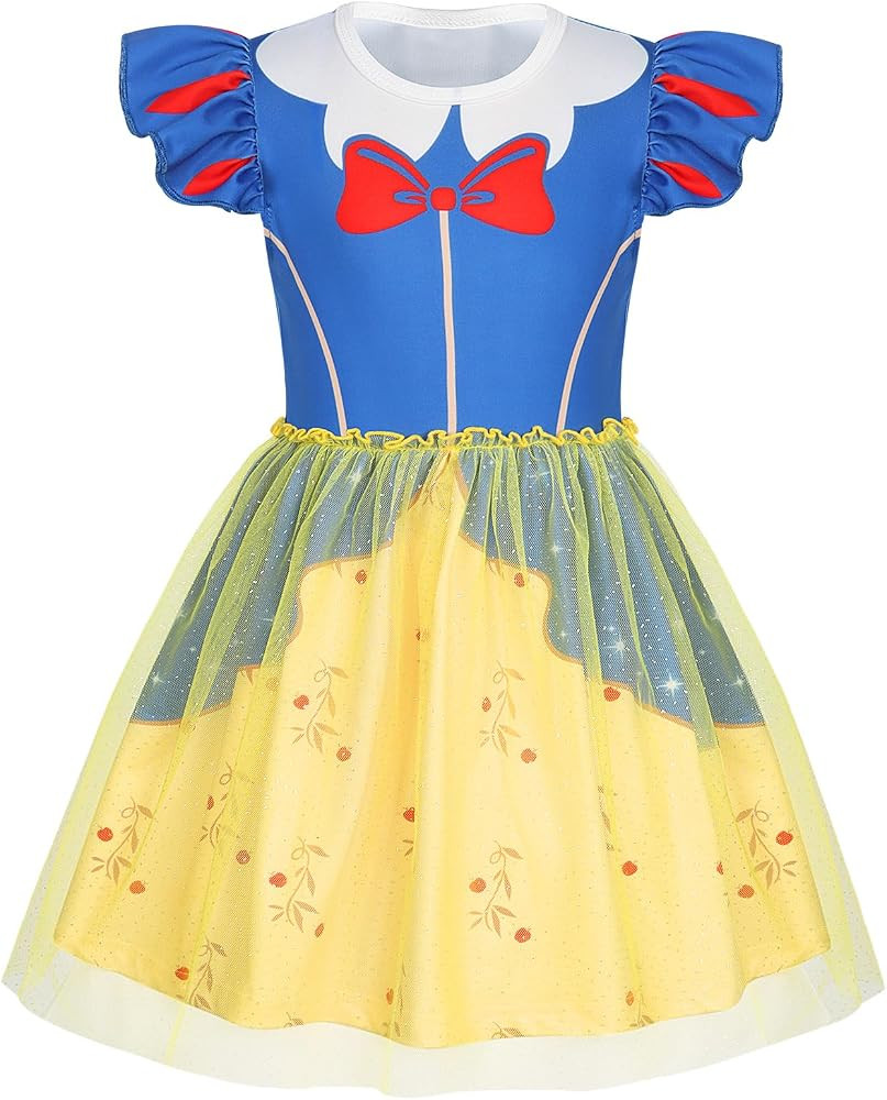 Princess Dress Girls Sparkling Tulle Casual Dresses Toddler Ruffle Sleeve A-Line Swing Sundress T... | Amazon (US)