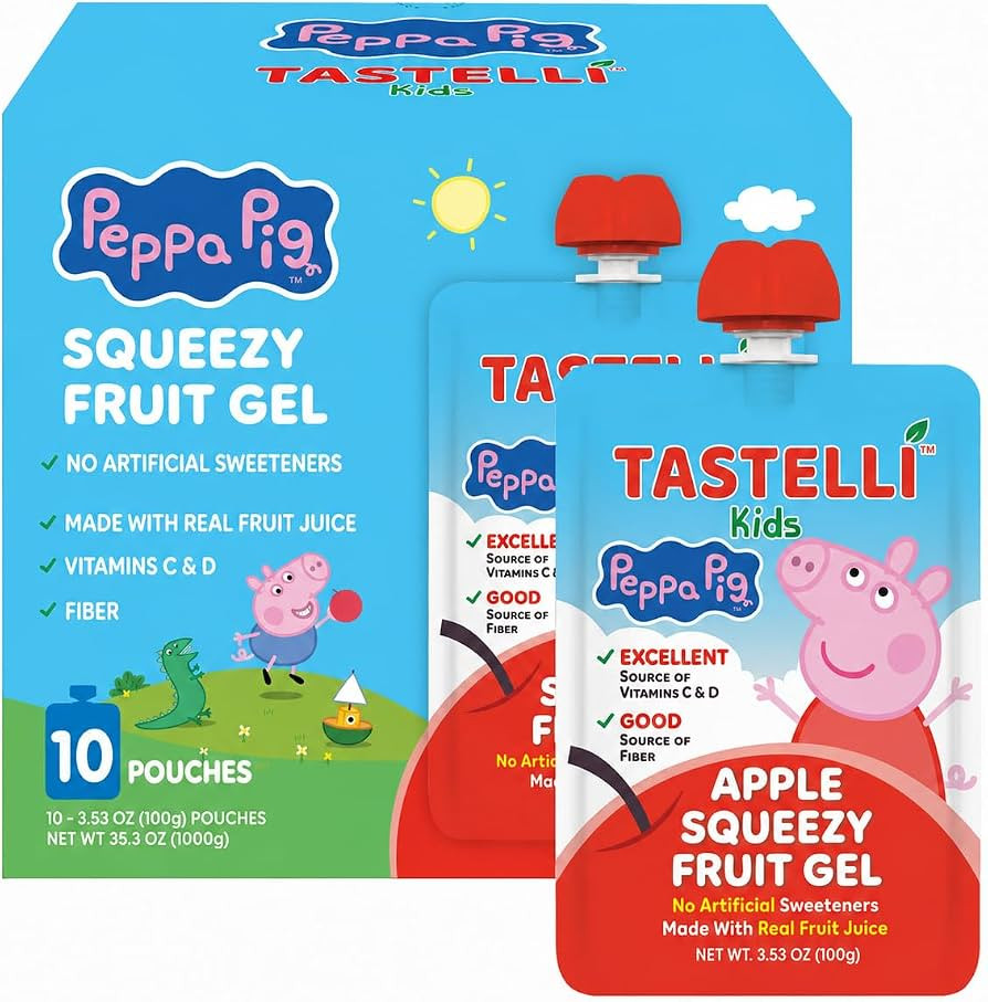 Tastelli Peppa Pig Kids Squeezy Fruit Gel \u2013 Apple Flavor \u2013 No Artificial Sweeteners, Ma... | Amazon (US)