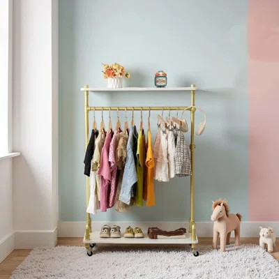 Kids Clothing Rack, Metal Dress Up Storage, Kids Costume Rack With Storage Shelf, Toddler Clothing Rack Organizer | Wayfair North America