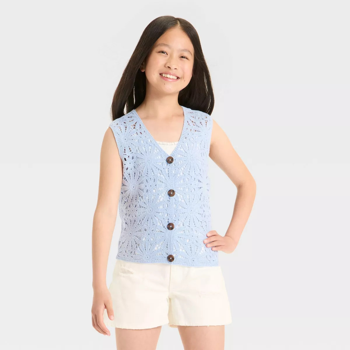 Girls' Open Work Sweater Vest - art class™ | Target
