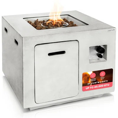 Outdoor Propane Fire Pit Table, Weatherproof Square Propane Gas Fire Table - Adjustable Flame | Wayfair North America