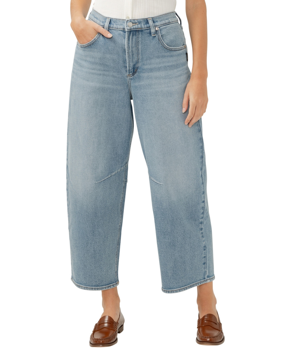 Silver Jeans Co. Women's High Rise Barrel Leg Jeans - Indigo | Macy's