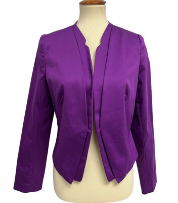 Worthington women's Long Sleeve Purple Open Crop Blazer Jacket Size L | eBay US