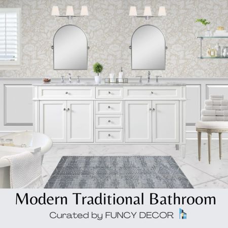 A modern traditional bathroom featuring furnishings and decor from some of our favorite sources including  Frontgate and Pottery   Barn

#LTKstyletip #LTKhome