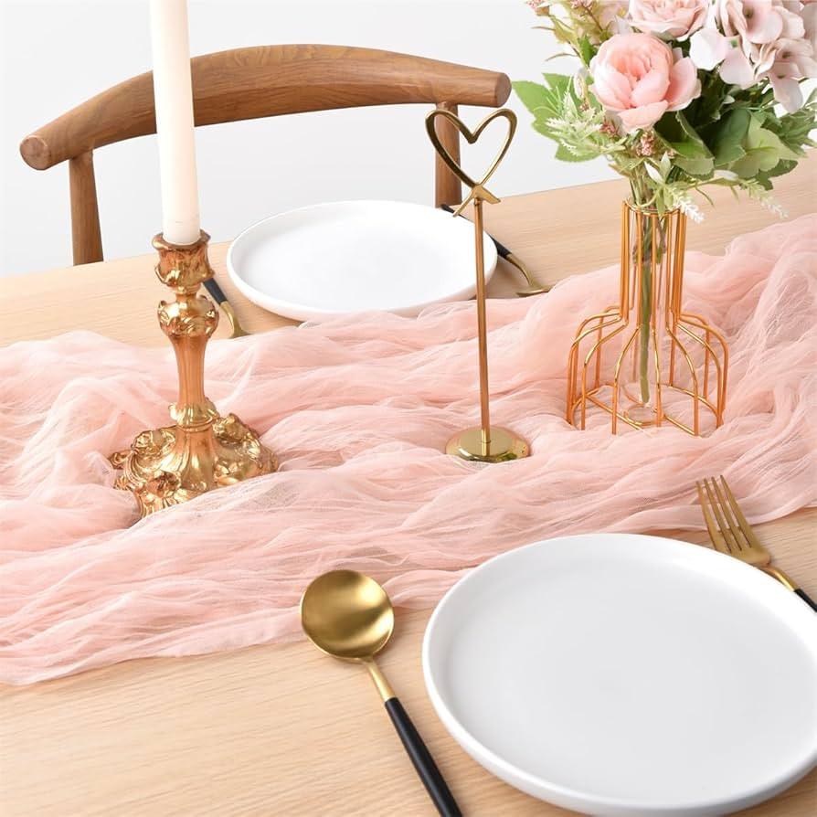 Joanlody Peach Cheesecloth Table Runner Spring Easter 10Ft Rustic Gauze Boho Cheese Cloth Table R... | Amazon (US)