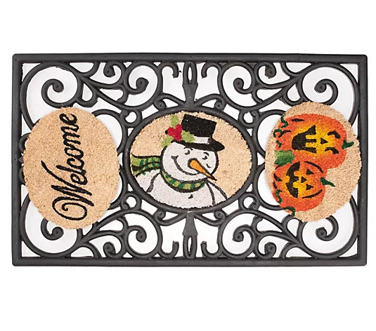 Seasonal Interchangeable Doormat with Rubber Base | QVC