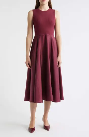 Sleeveless Mixed Media Midi Dress | Nordstrom