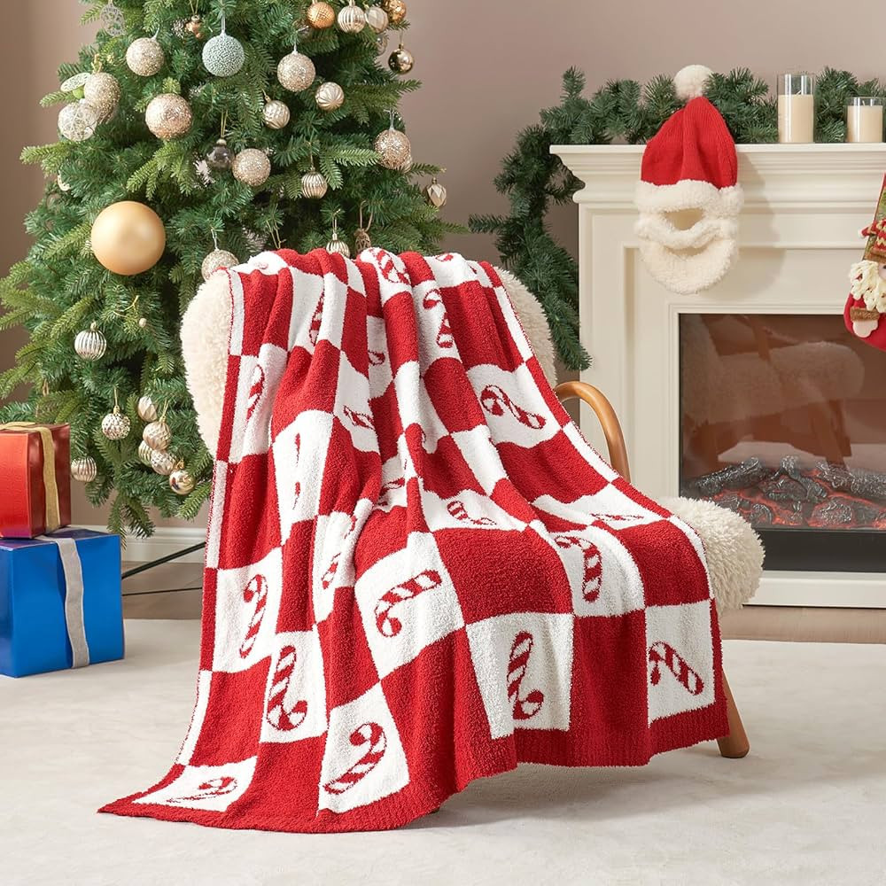 Snuggle Sac Candy Cane Throw Blanket Red Christmas Blanket 50x60 inches, Ultra Soft Cozy Decorati... | Amazon (US)
