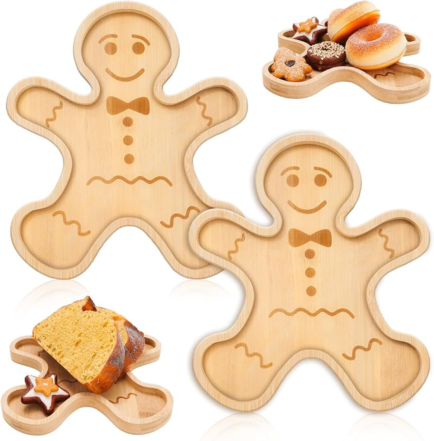 Whaline 2Pcs Christmas Charcuterie Board Gingerbread Man Serving Trays Xmas Wood Appetizer Boards... | Amazon (US)