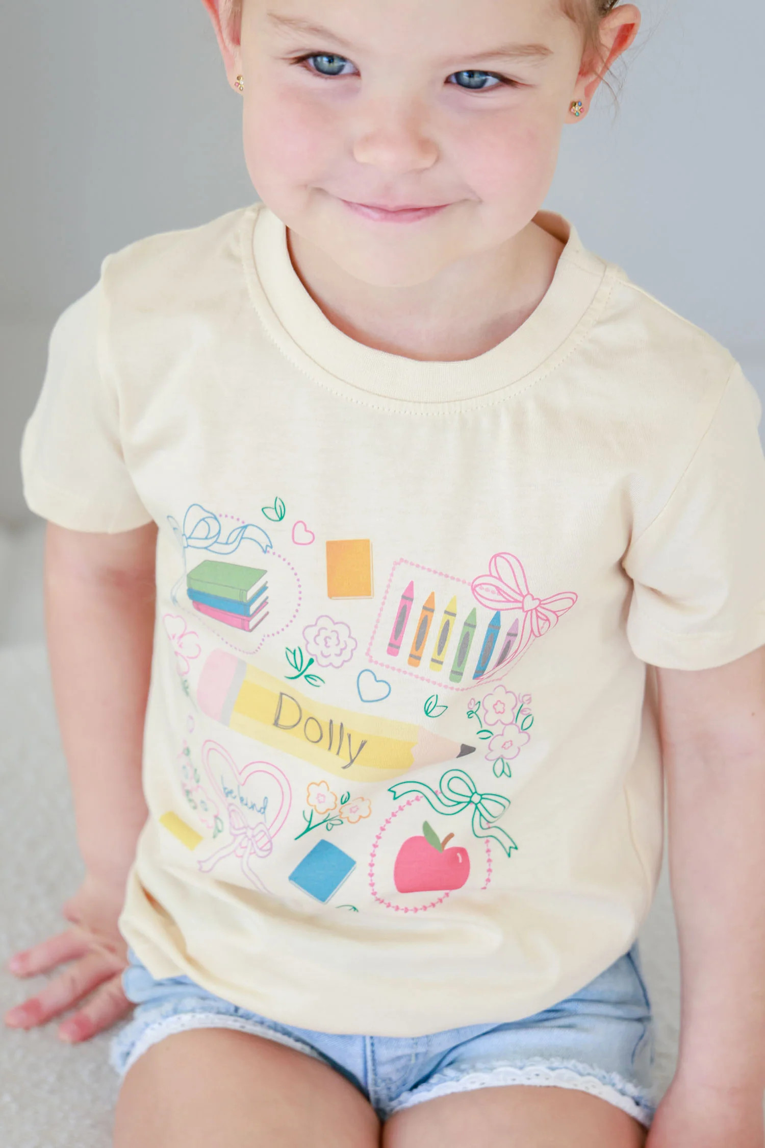 Personalized School Frames Kids Graphic Tee | Natural | Caden Lane