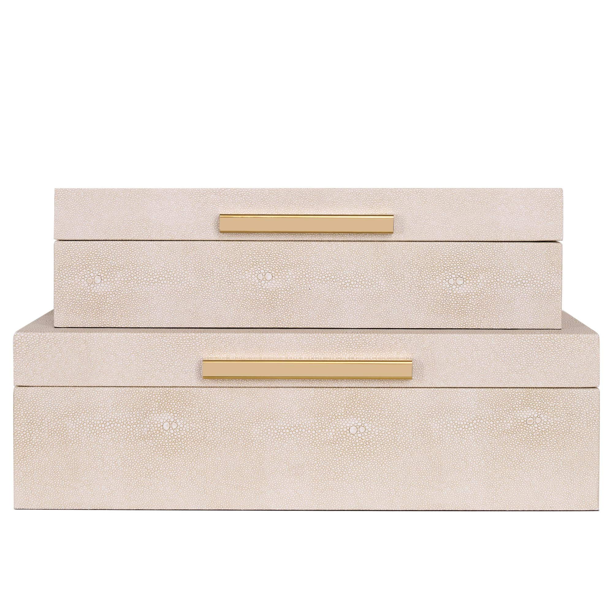 Hanna Roberts Faux Leather Stackable Nesting Jewelry Box with Lids Organizer – Set of 2 Beige S... | Amazon (US)