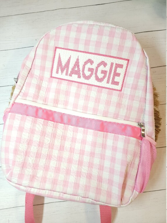 Seersucker Backpack Faux Smock Backpack Personalized Pink - Etsy | Etsy (US)