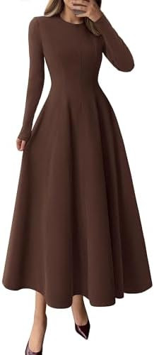 PRETTYGARDEN Cocktail Dresses for Women 2026 Elegant Classy Fall Long Sleeve Midi A Line Flowy Mo... | Amazon (US)