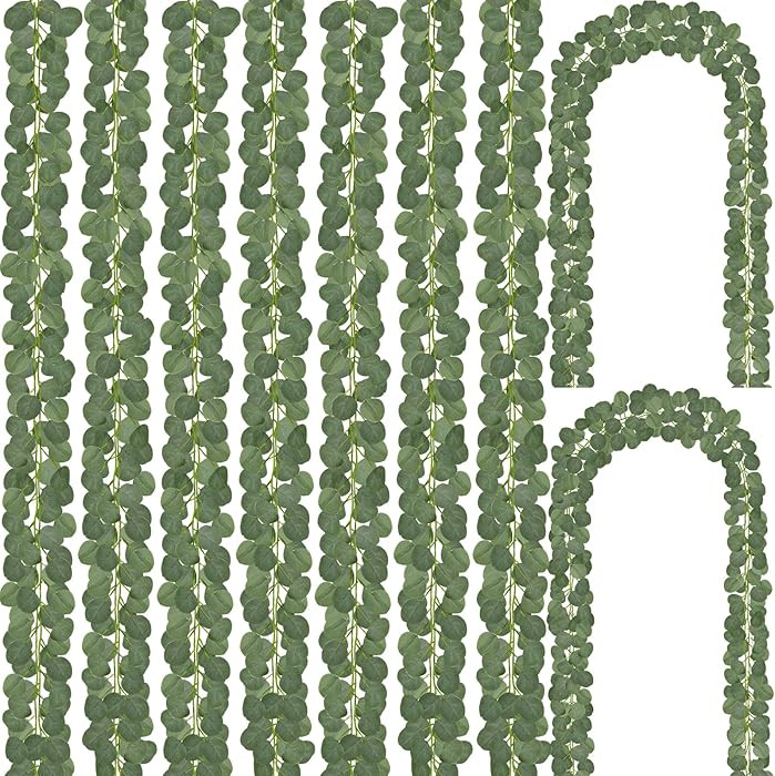 CQURE 24 Pack Eucalyptus Garland, Artificial Greenery Garland Faux Eucalyptus Leaves Table Vines ... | Amazon (US)