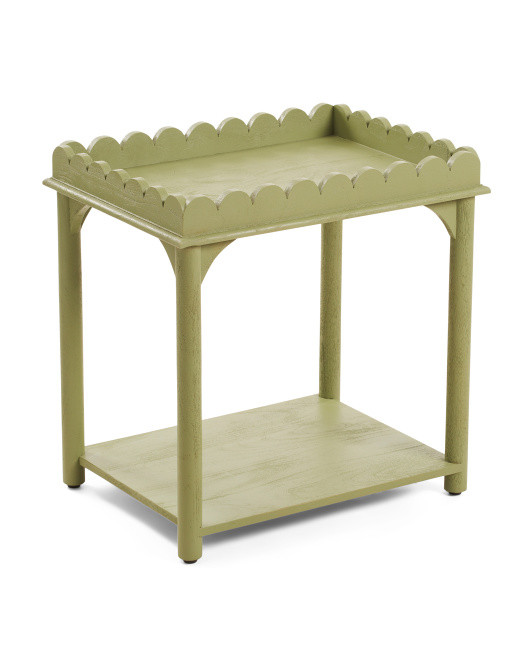 24.5in Wood Scalloped Rectangular Side Table | Furniture & Lighting | Marshalls | Marshalls