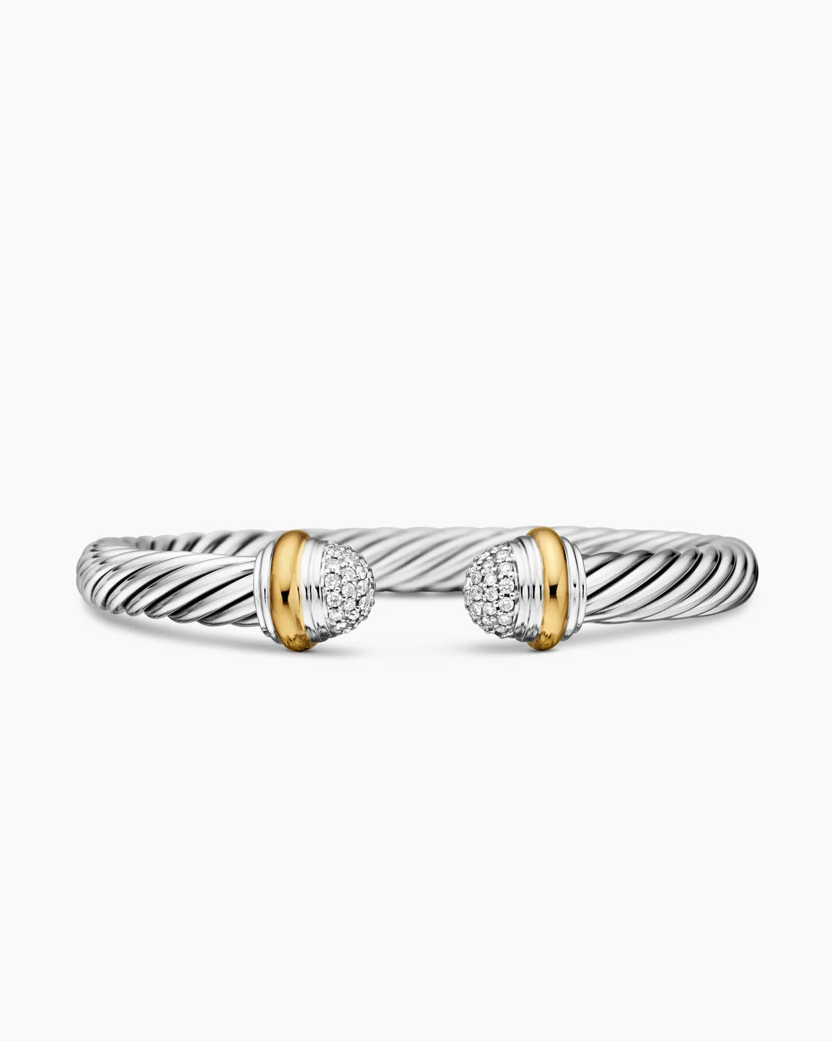 David Yurman Canada | Cable Classics Bracelet with Pavé Domes and 18K Yellow Gold, 7mm | David Yurman