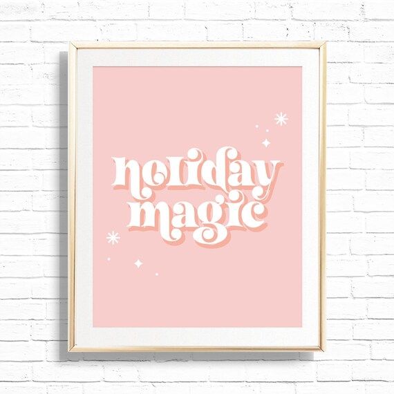 Holiday Magic Print  Printable 8x10 Pink Boho Christmas Wall | Etsy | Etsy (US)