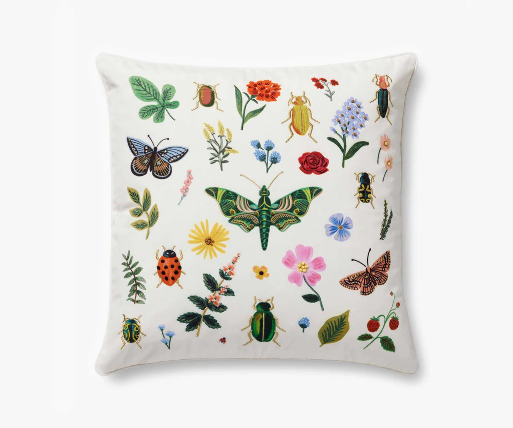 Curio Embroidered Pillow - White | Rifle Paper Co.