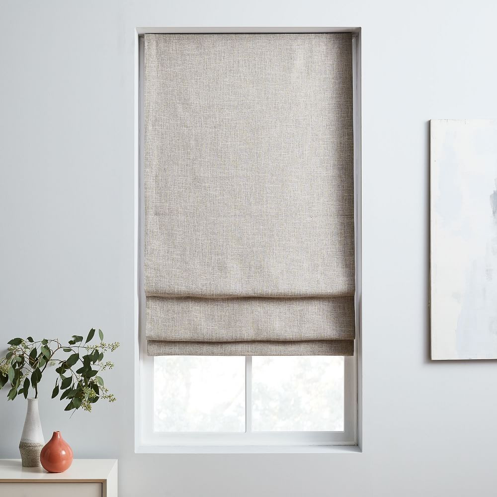 Crossweave Cordless Roman Shades &amp; Blackout Lining | West Elm (US)