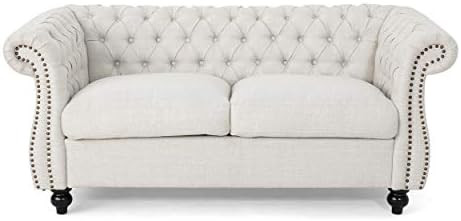 GDFStudio Christopher Knight Home Karen Traditional Chesterfield Loveseat Sofa, Beige and Dark Br... | Amazon (US)