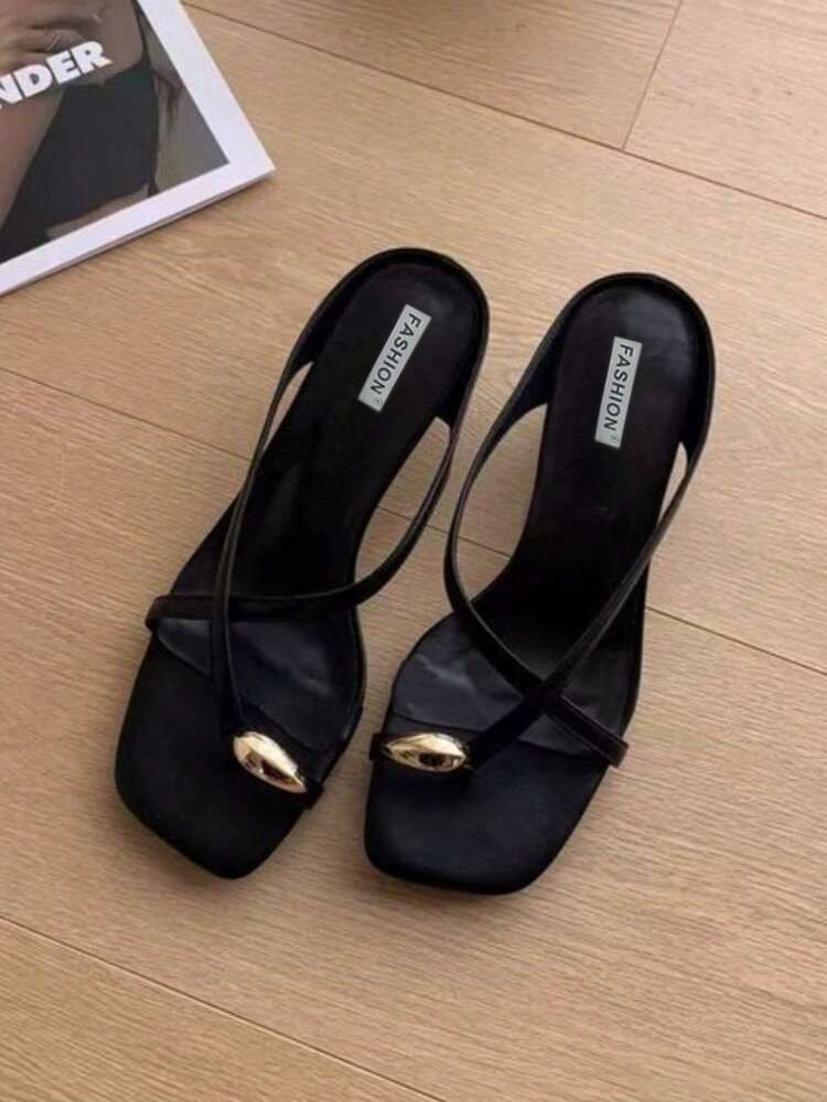 5cm Multicolor Minimalist Thong Wedge Sandals For Women, Open Toe High Heels, Summer 2025 | SHEIN