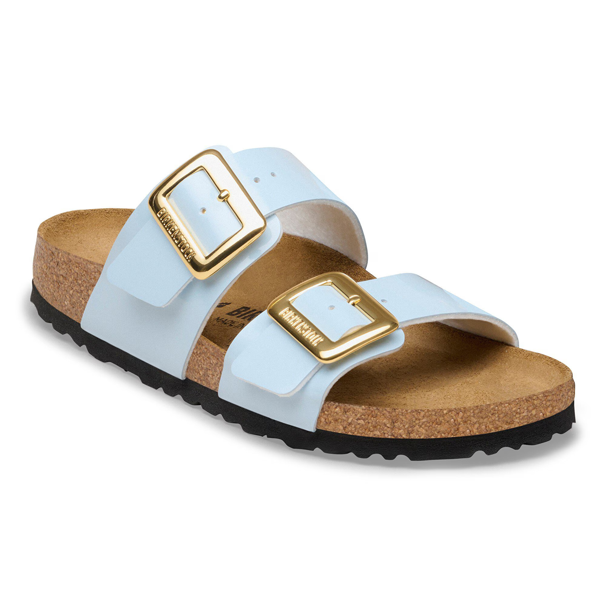 Sydney Luxe Buckle Birko-Flor Patent Baby Blue Two-Strap Sandals | Birkenstock USA