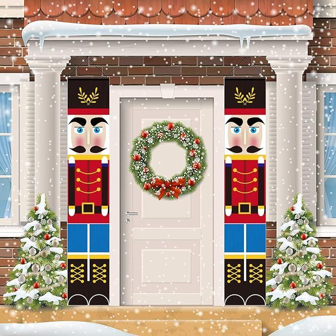 SLEPL Nutcracker Christmas Decorations - Outdoor Xmas Decor - Soldier Model Nutcracker Banners fo... | Amazon (US)