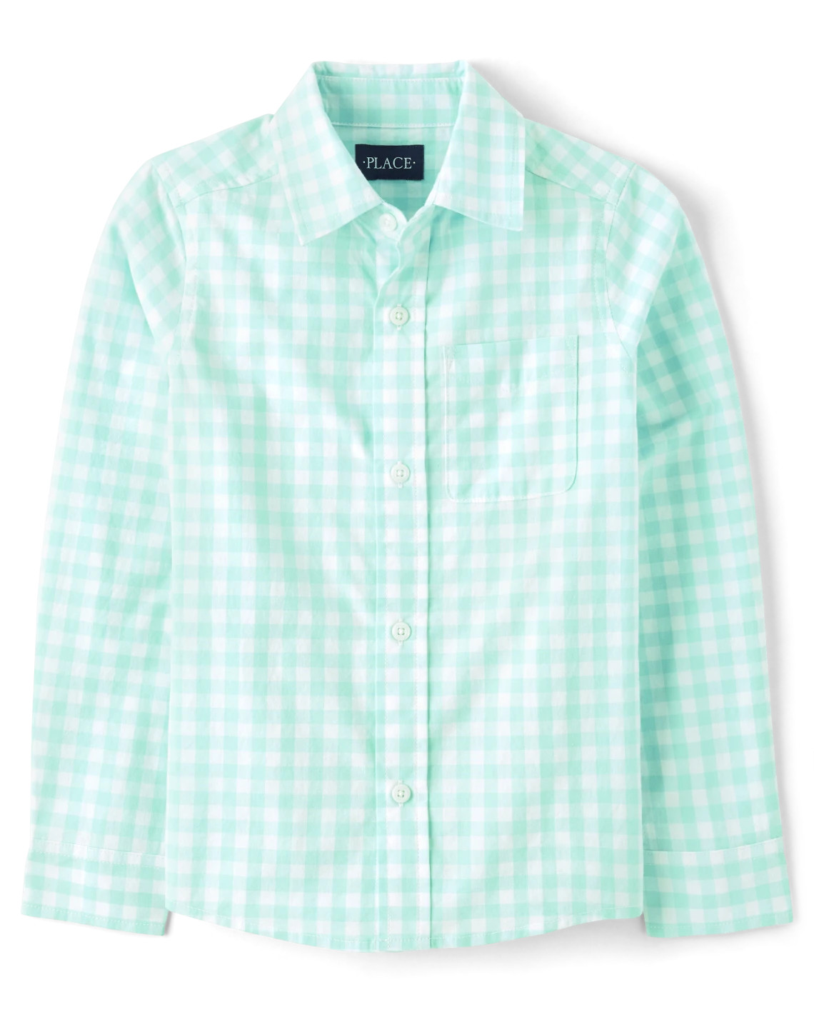 Boys Dad And Me Gingham Poplin Button Up Shirt - aqua | The Children's Place