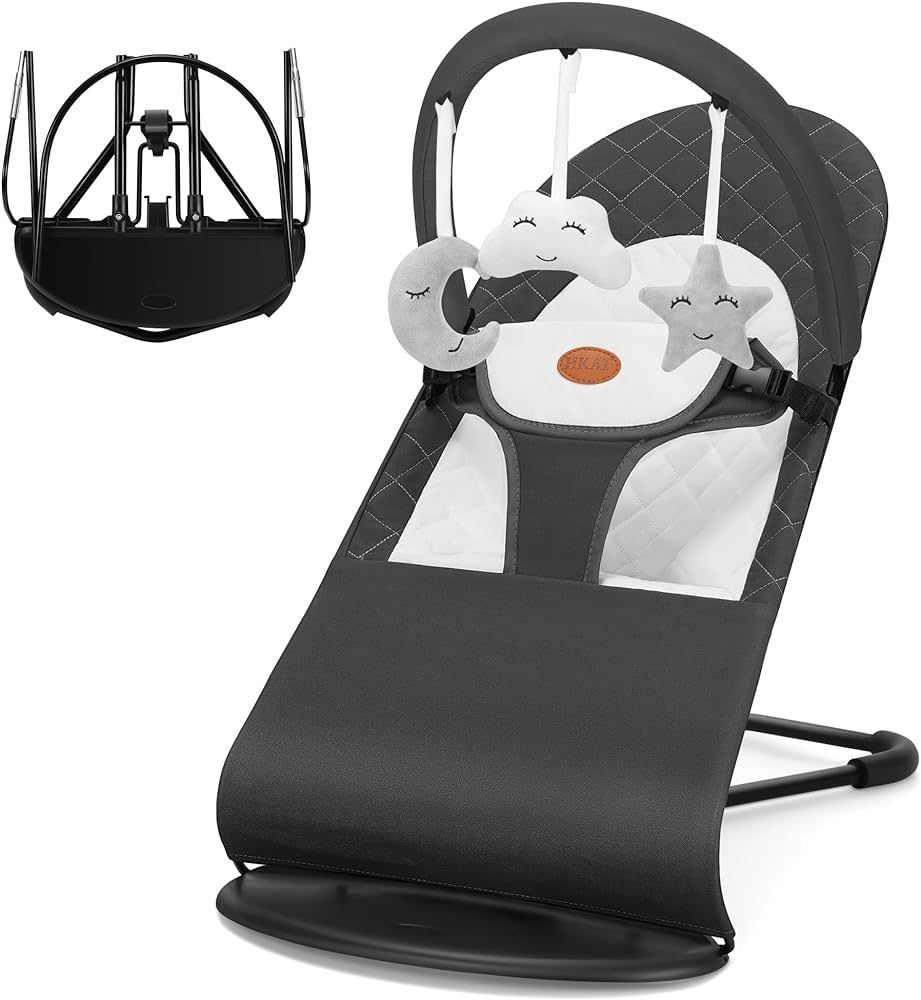 HKAI Baby Bouncer, Portable Baby Bouncer Seat for Babies 0-18 Months, 100% Cotton Fabrics, 3 Mode... | Amazon (US)