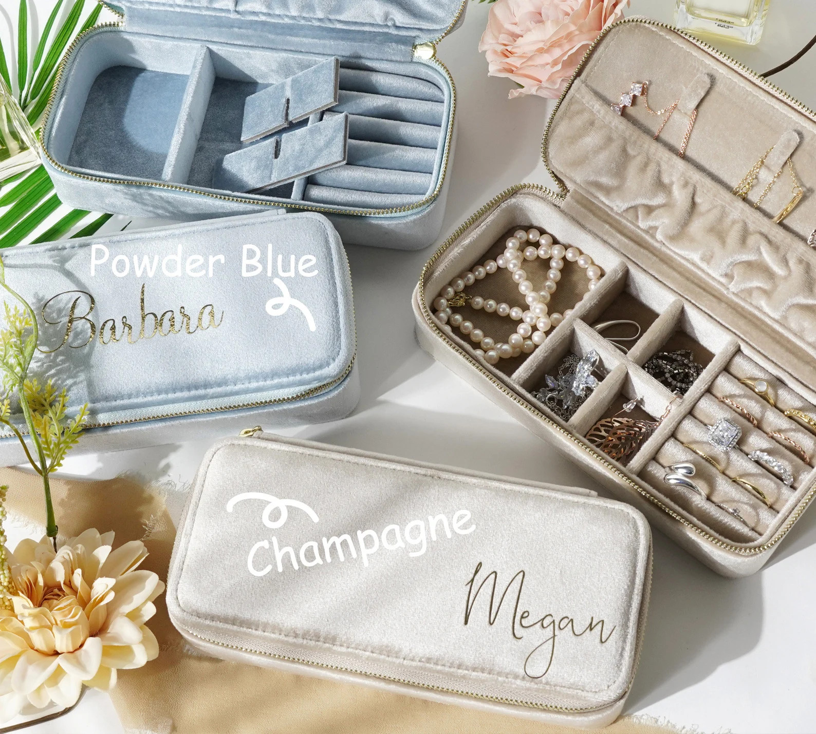 Velvet Interior Jewelry Box, Italian Velvet Custom Jewelry Case, Christmas & Holiday Gift, Portab... | Etsy (US)